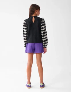Shoeby Heart Mix Top Zwart< Tops Lange Mouw