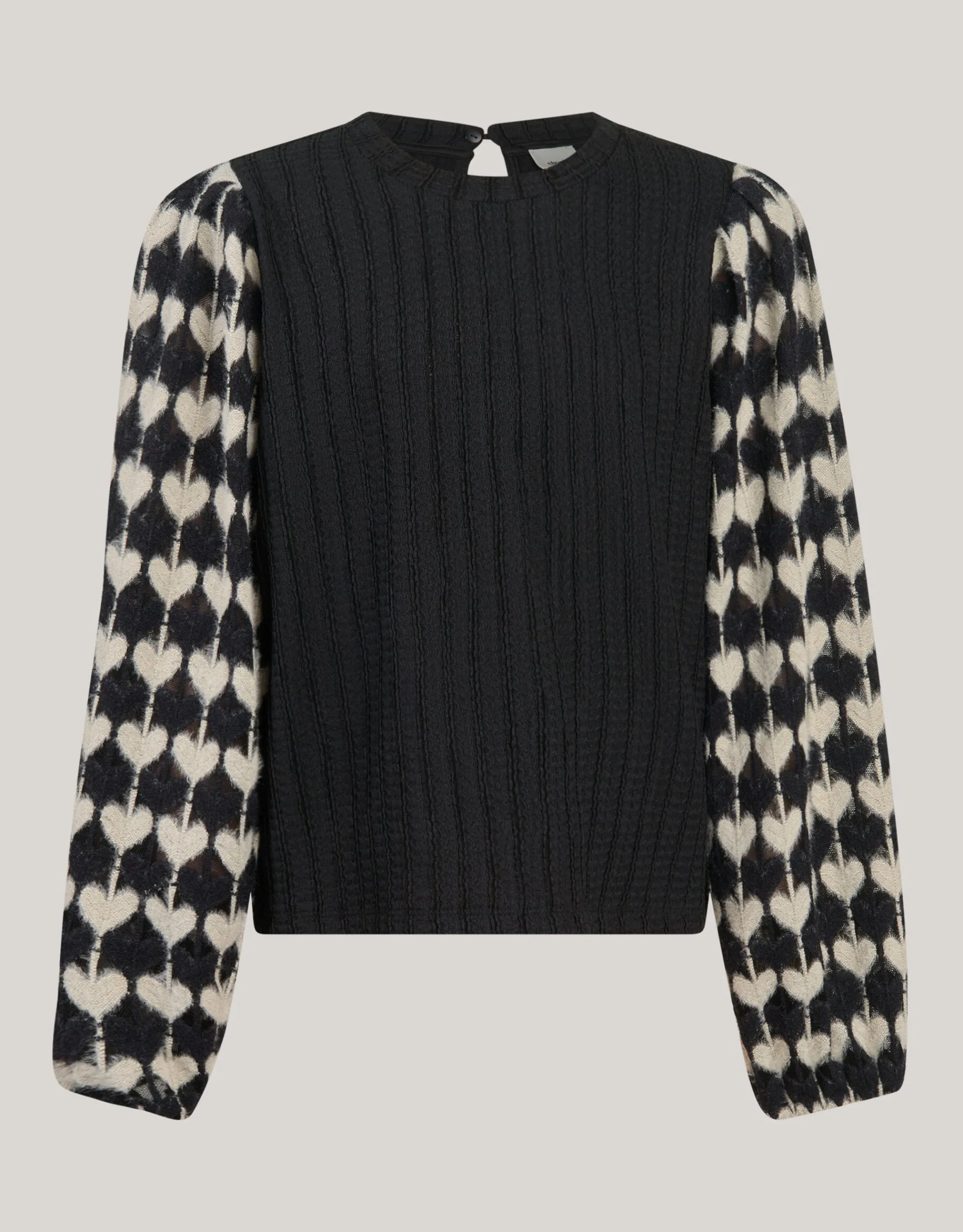 Shoeby Heart Mix Top Zwart< Tops Lange Mouw