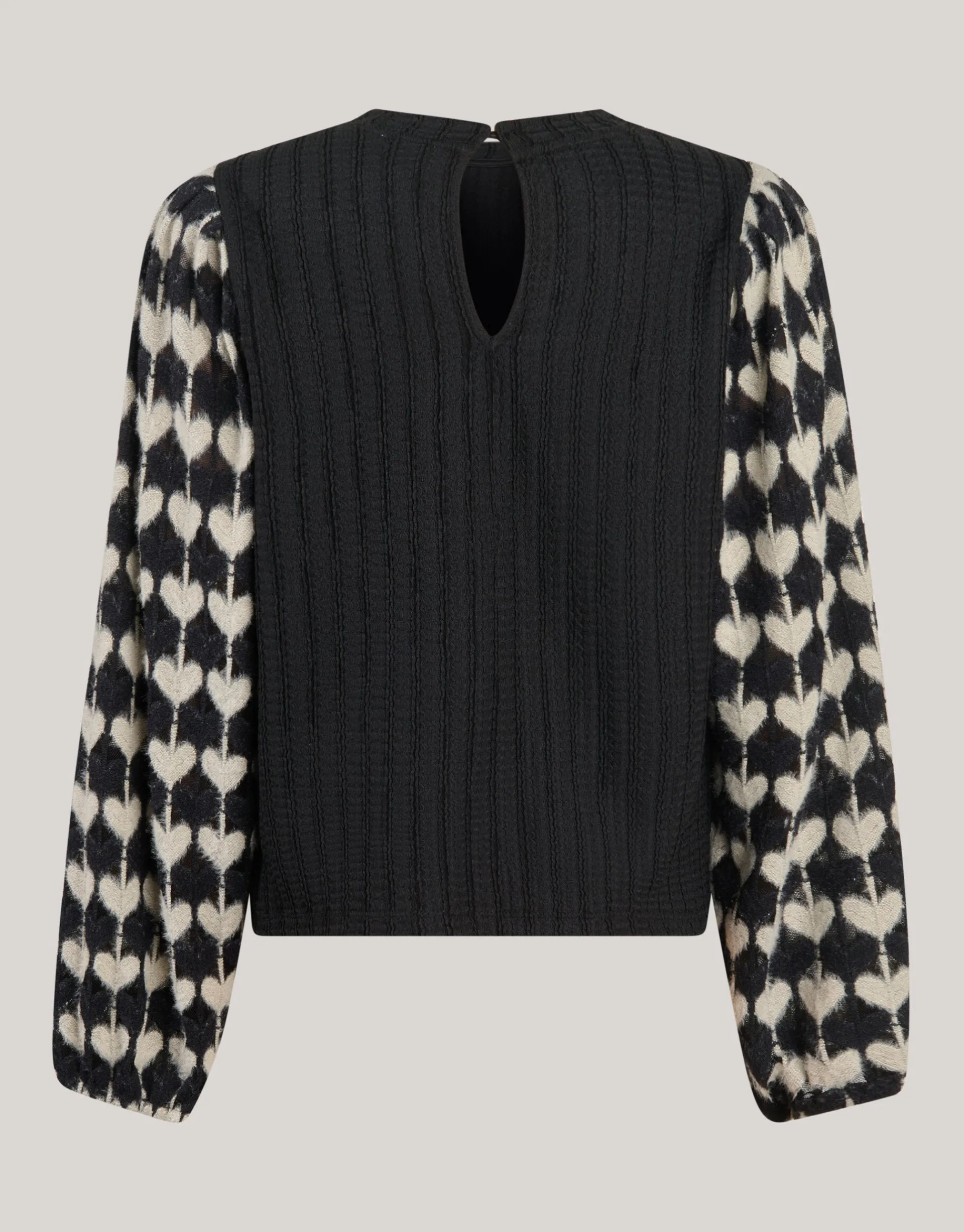 Shoeby Heart Mix Top Zwart< Tops Lange Mouw