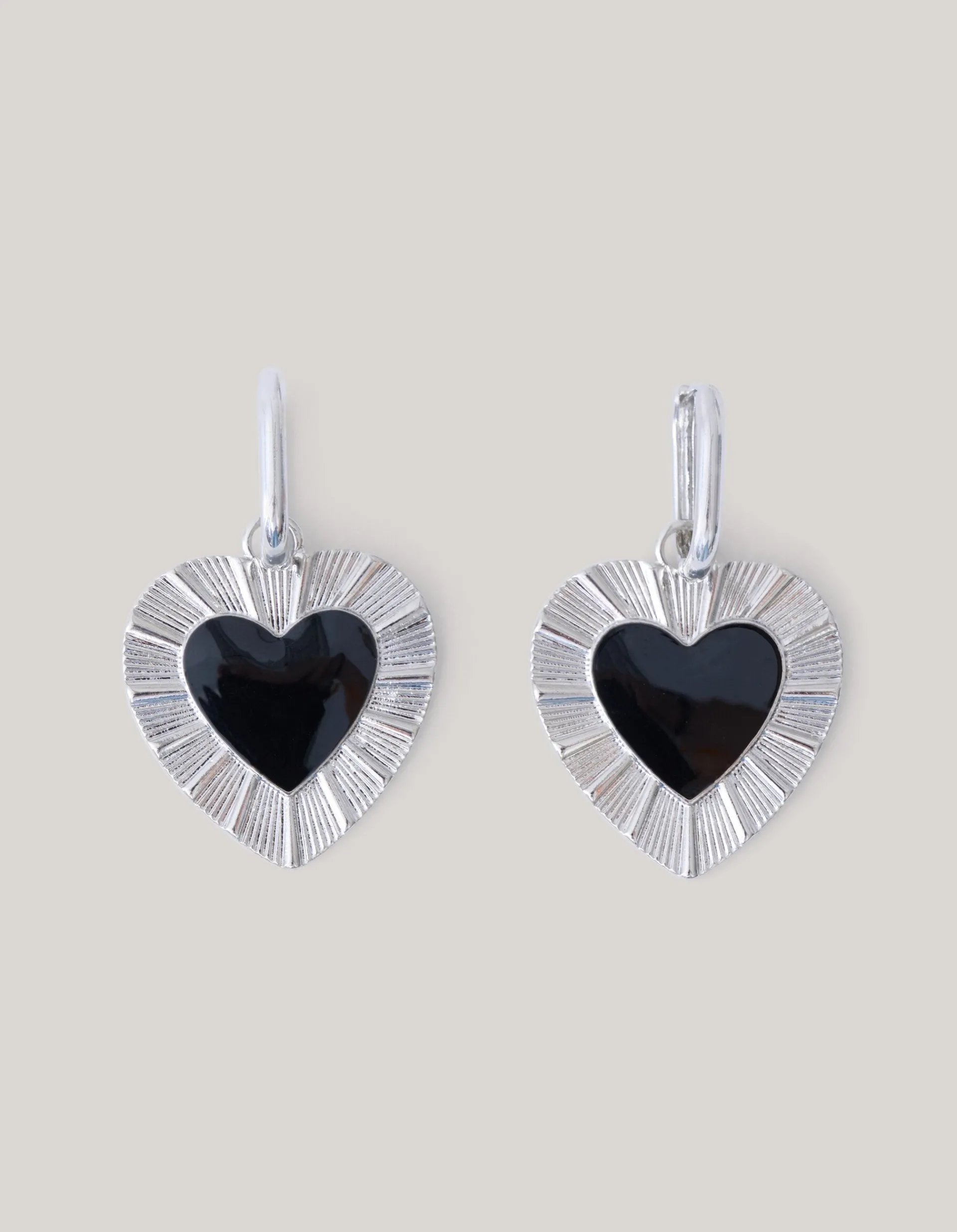 Shoeby Heart Oorbellen Zilver/Zwart<DAMES Sieraden