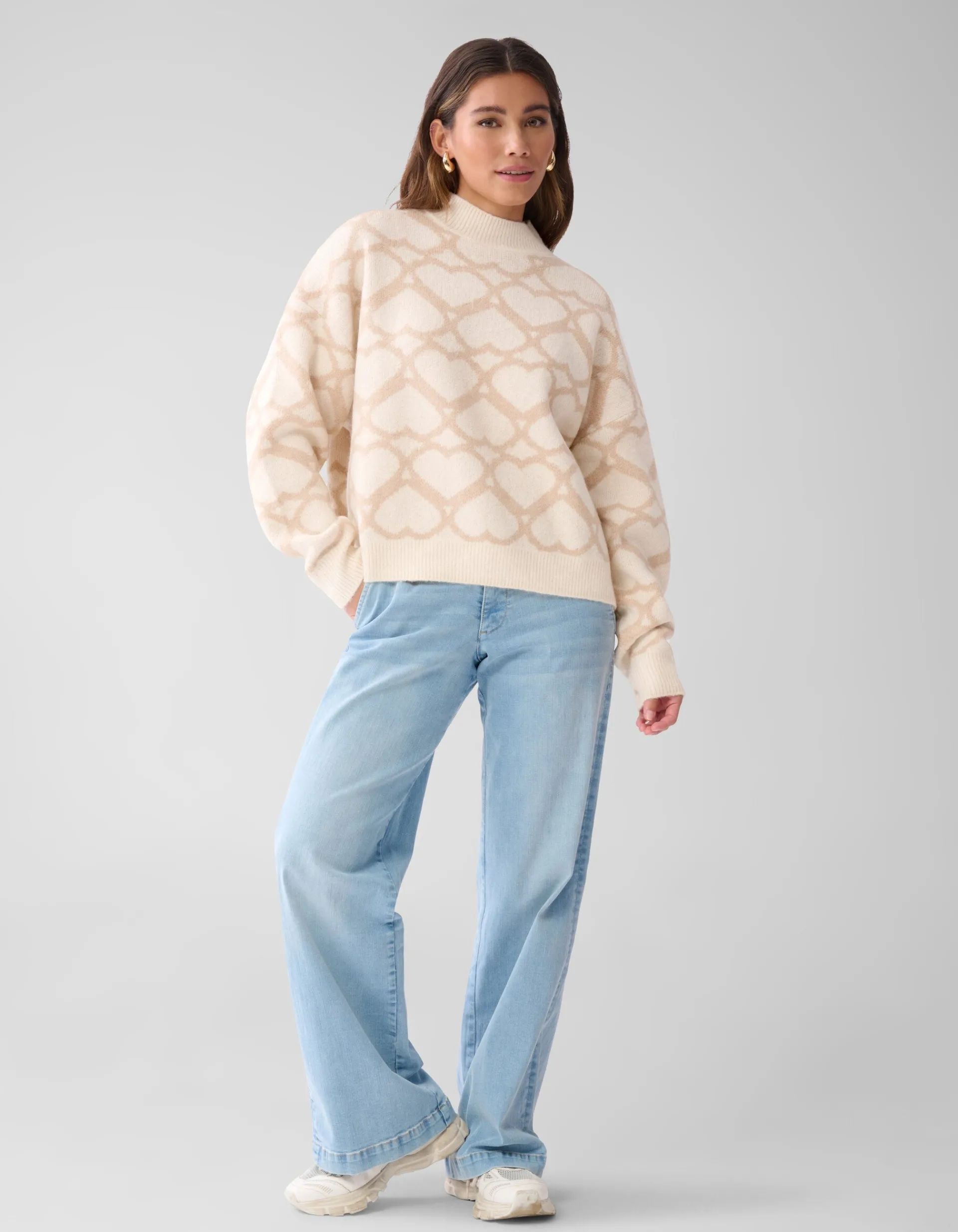 Shoeby Heart Printed Dames Trui Gebroken Wit By Furmey<DAMES Truien En Sweaters