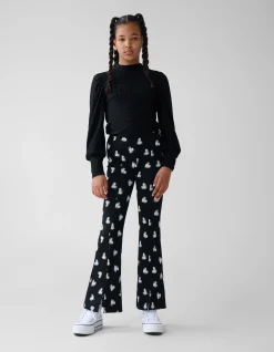 Shoeby Heart Printed Flared Legging Zwart< Broeken