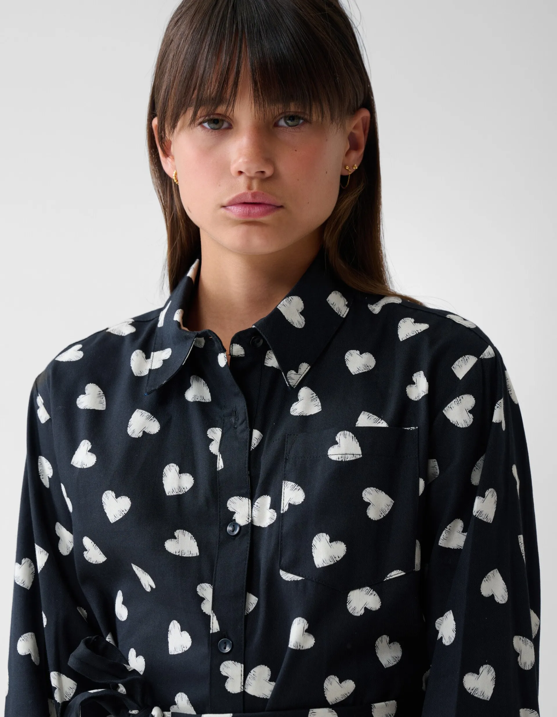 Shoeby Heart Printed Jurk Zwart< Jurken