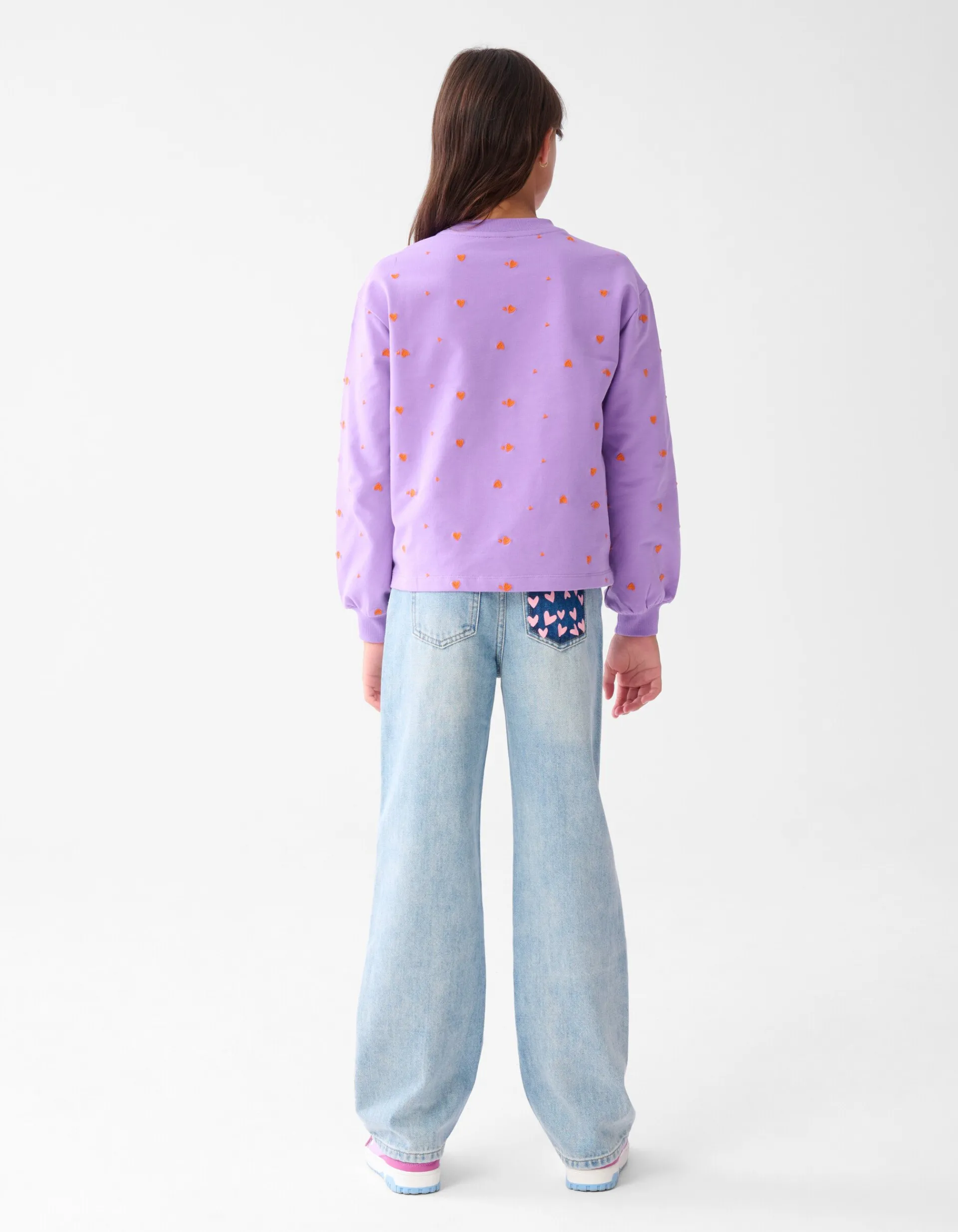 Shoeby Heart Printed Longsleeve Paars< Tops Lange Mouw