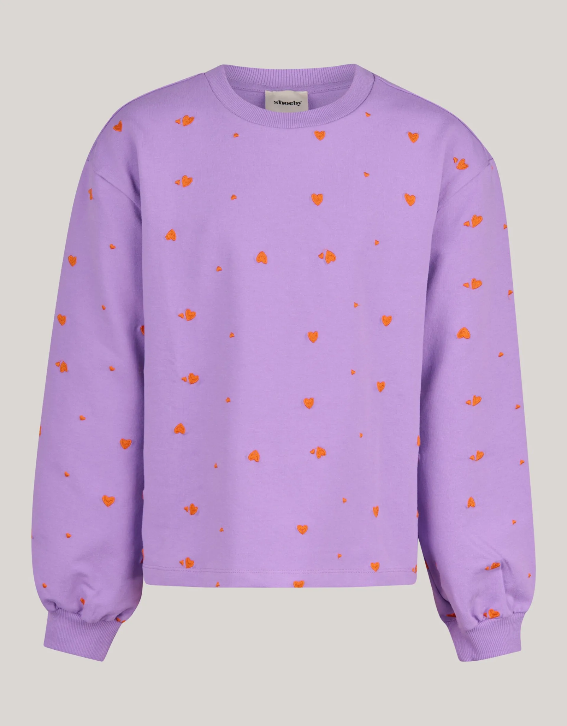 Shoeby Heart Printed Longsleeve Paars< Tops Lange Mouw