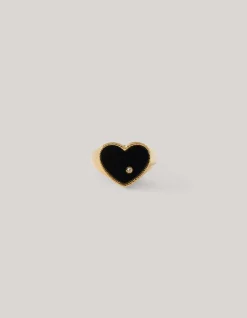Shoeby Heart Ring Zwart<DAMES Sieraden