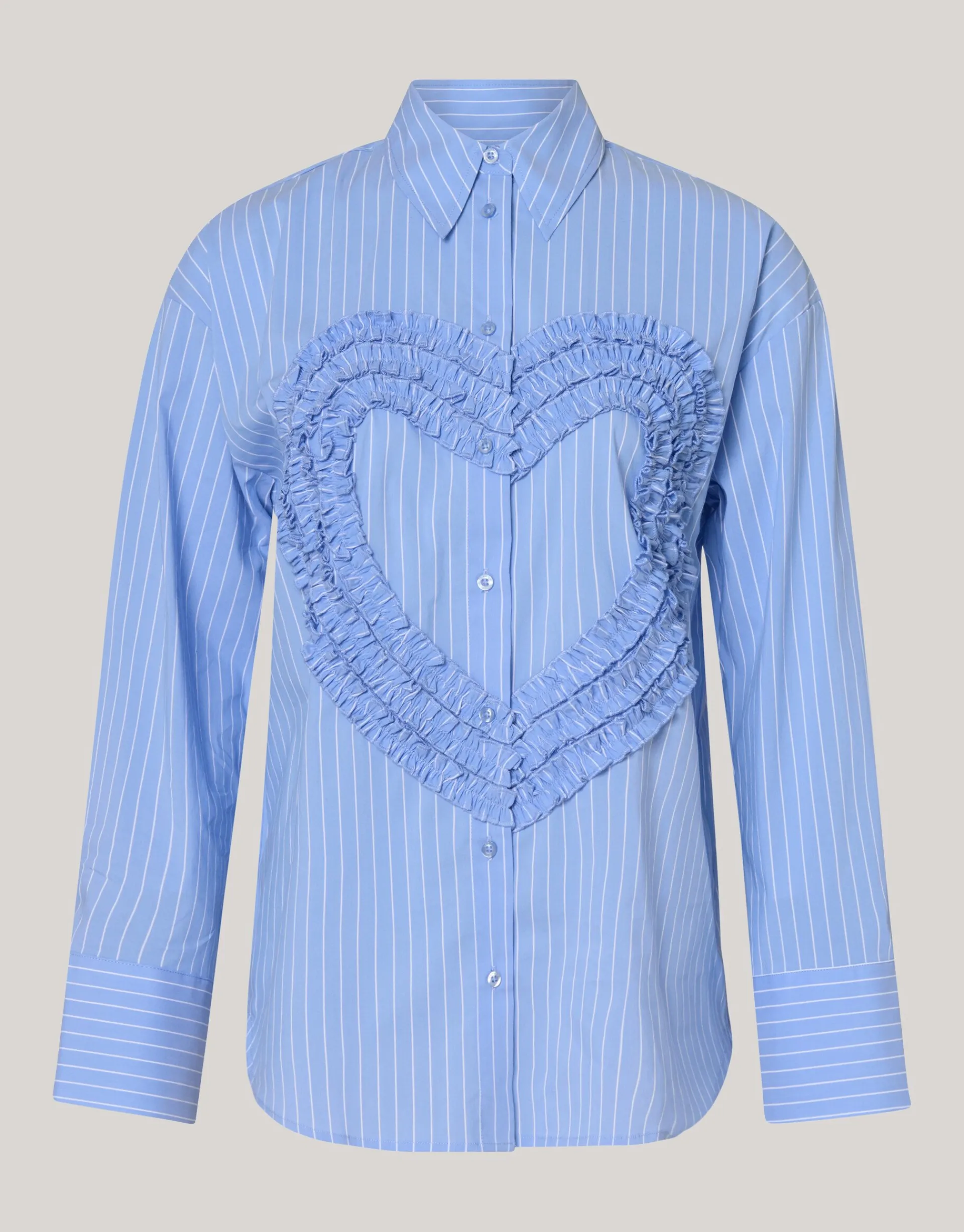 Shoeby Heart Ruffle Blouse Blauw<DAMES Blouses