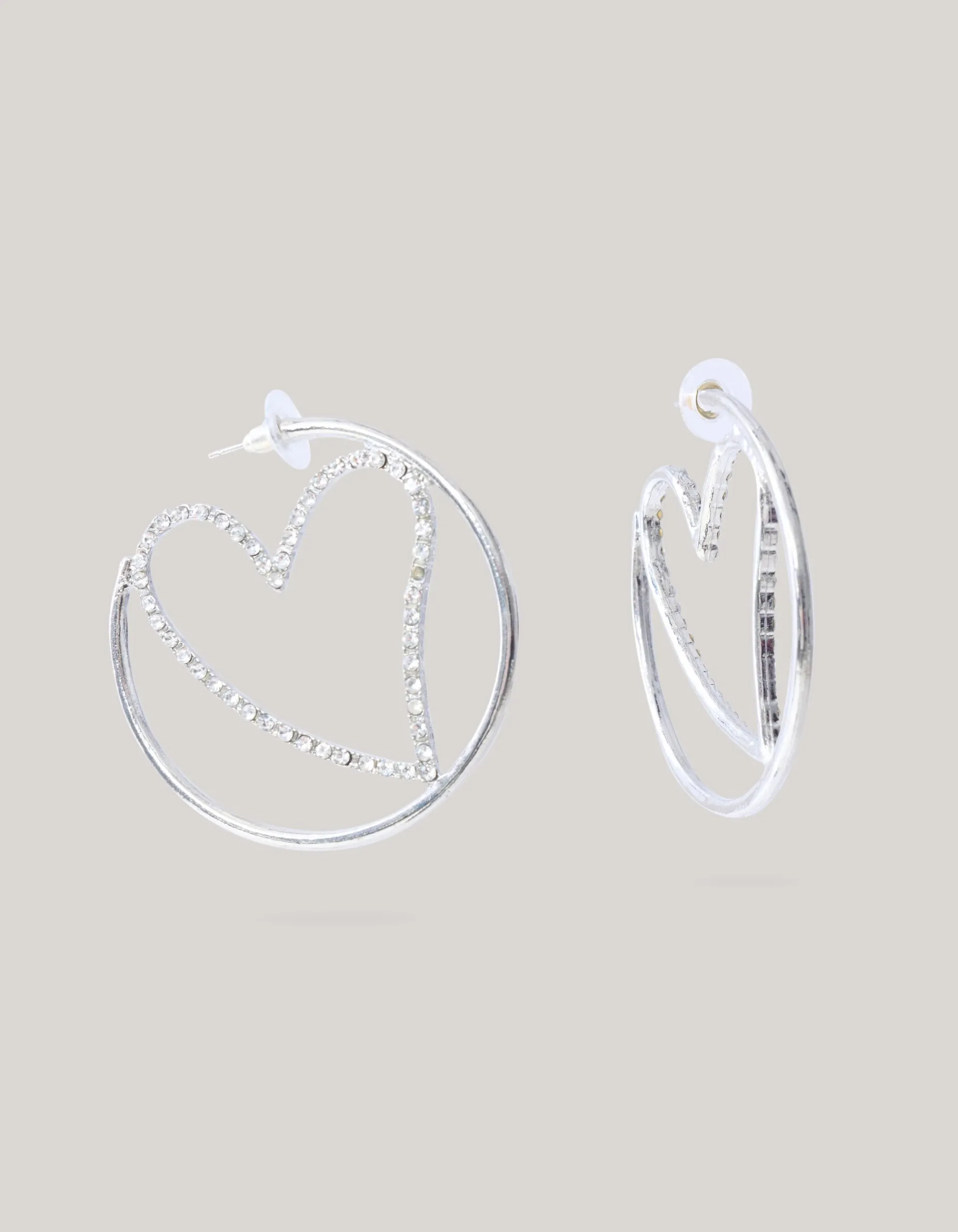 Shoeby Hearted Hoop Oorbellen Zilver<DAMES Sieraden