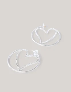 Shoeby Hearted Hoop Oorbellen Zilver<DAMES Sieraden