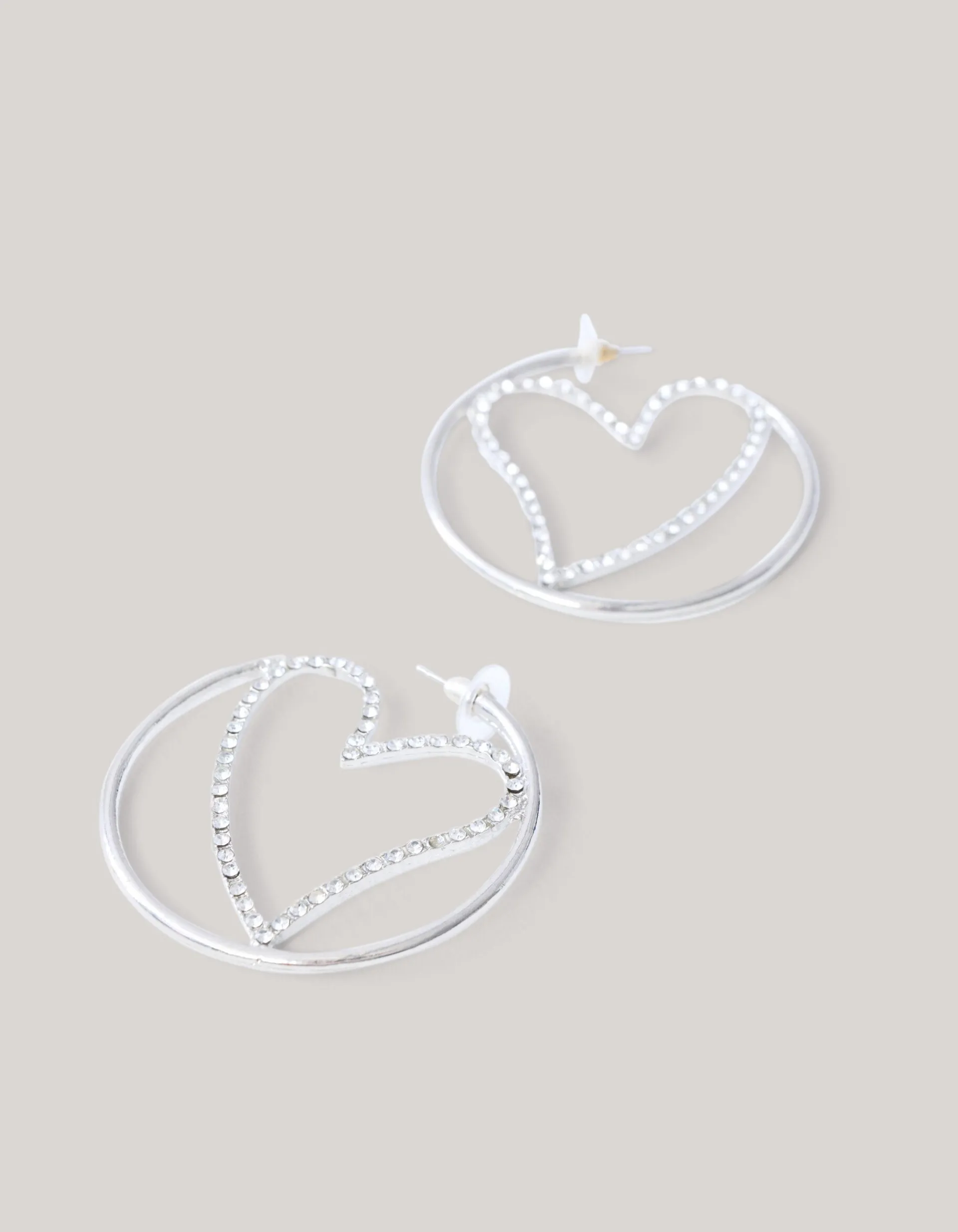 Shoeby Hearted Hoop Oorbellen Zilver<DAMES Sieraden