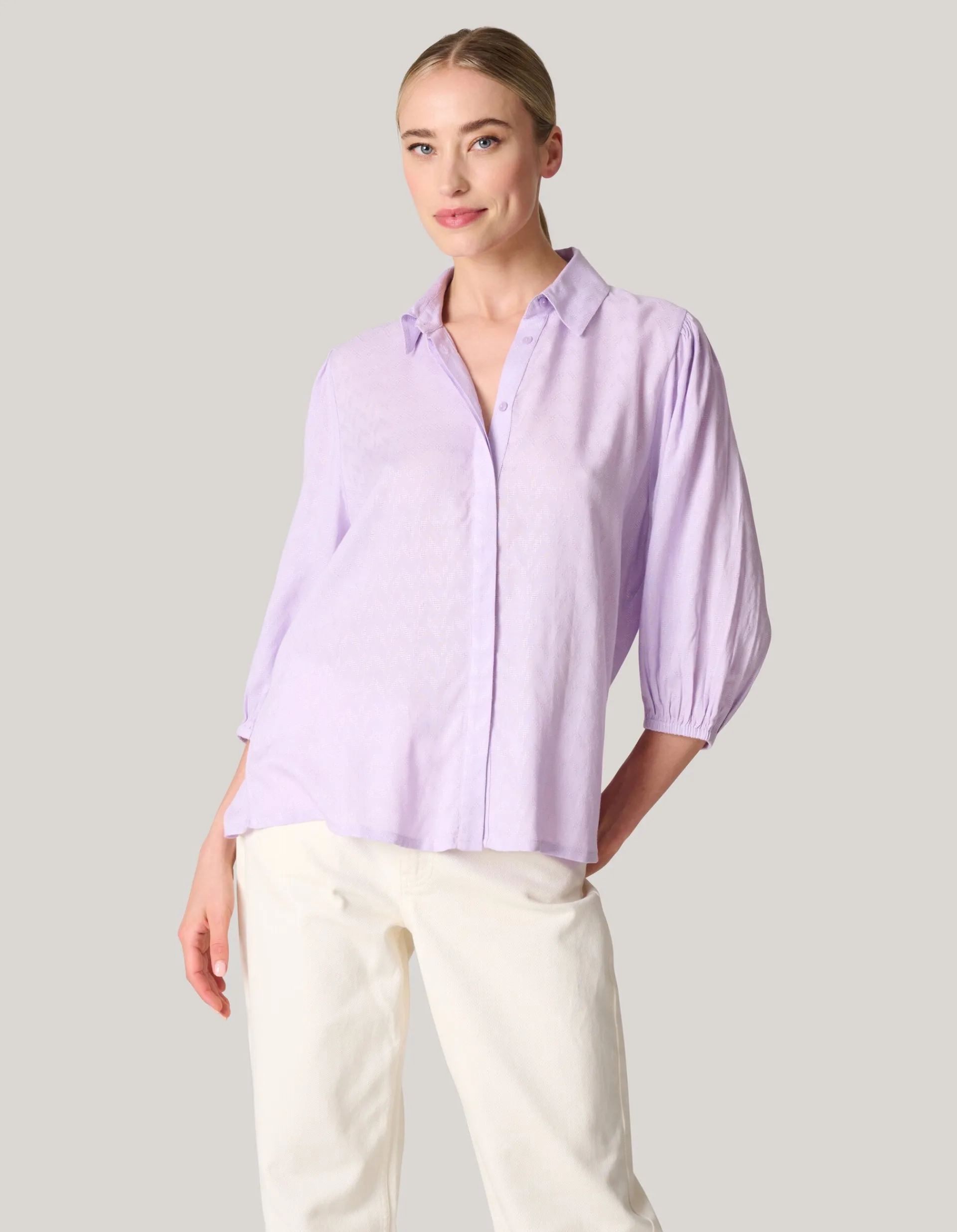 Shoeby Jacquard Blouse Lichtpaars<DAMES Blouses