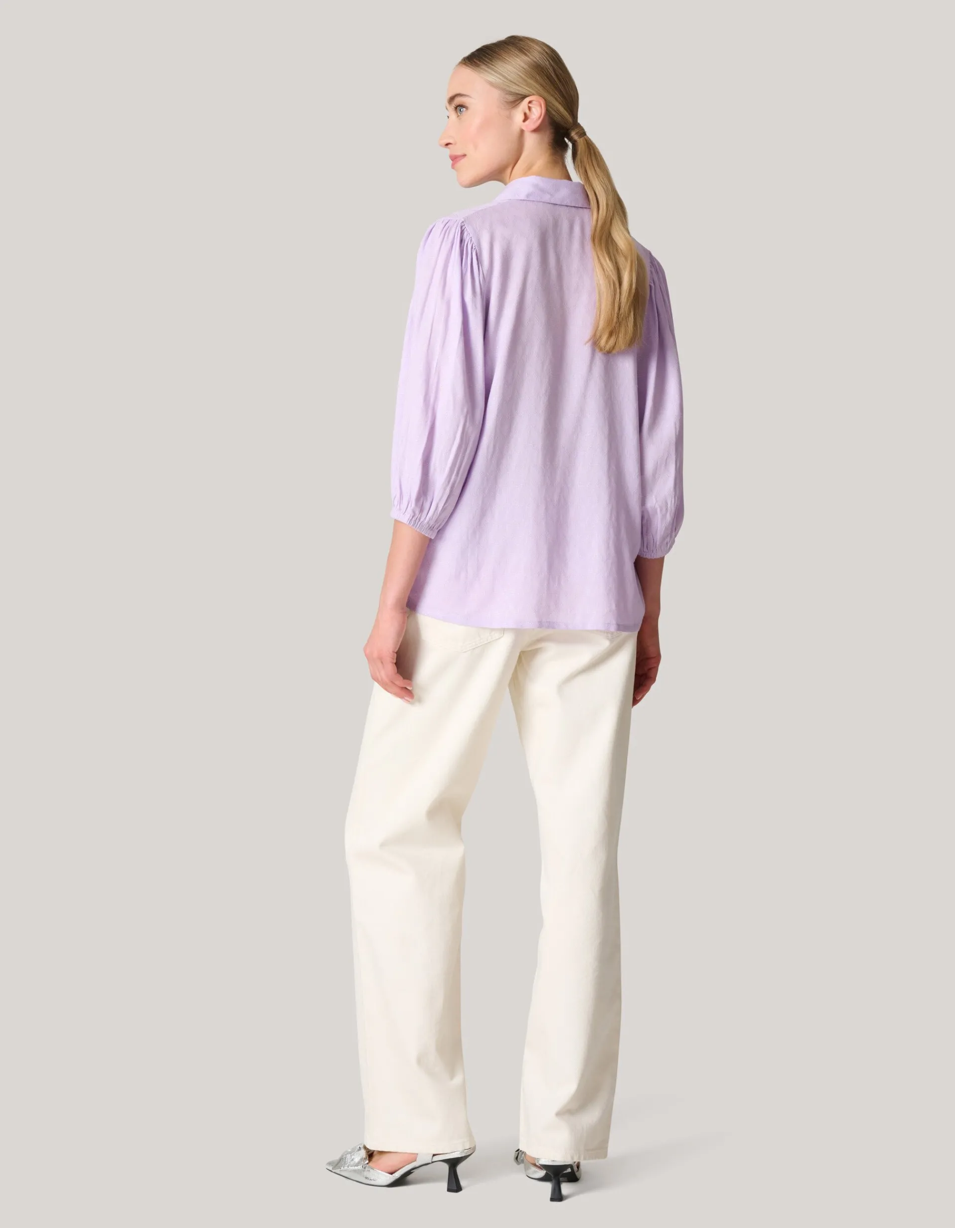 Shoeby Jacquard Blouse Lichtpaars<DAMES Blouses