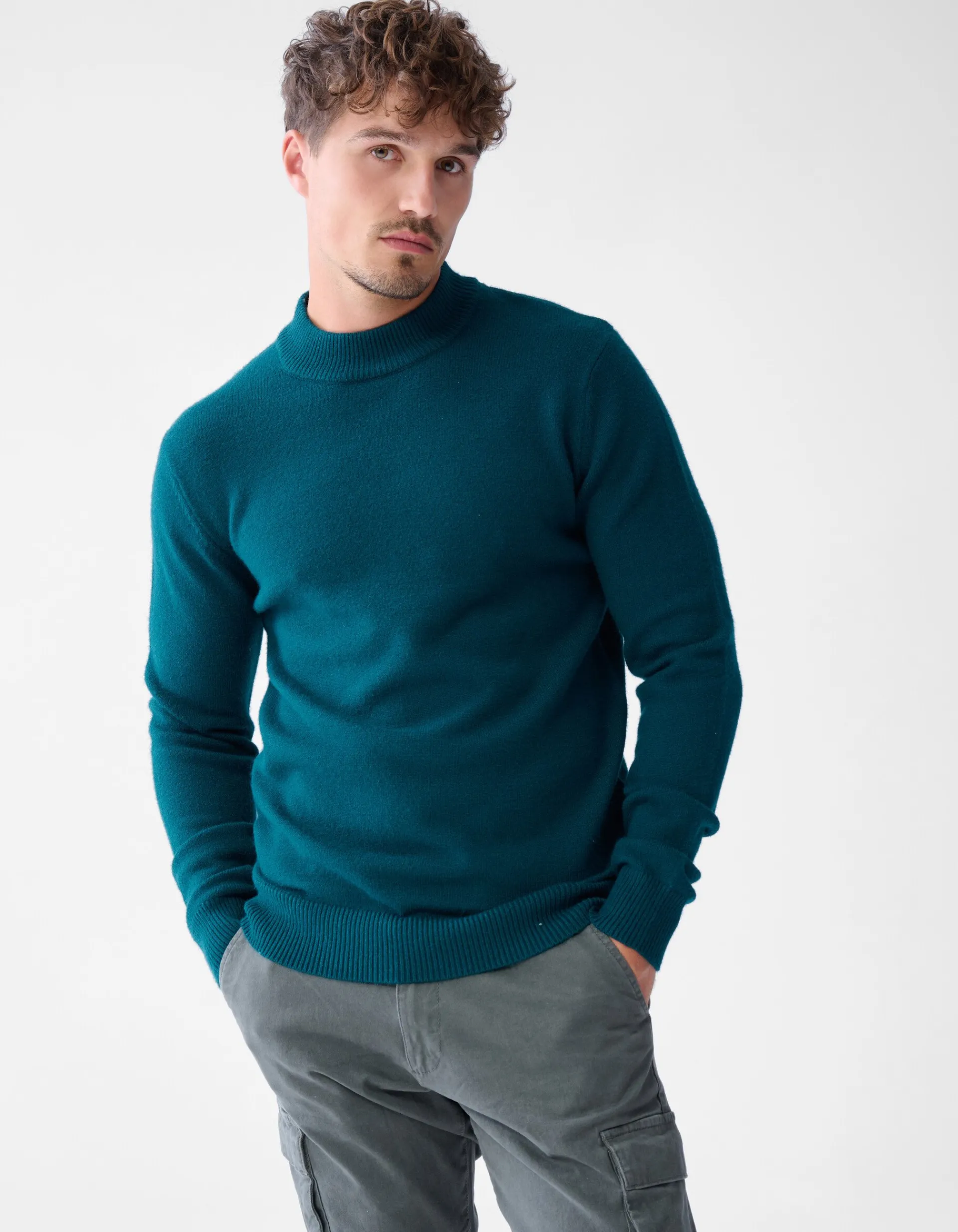 Shoeby Jacquard Gebreide Trui Donkergroen<Heren Truien En Sweaters