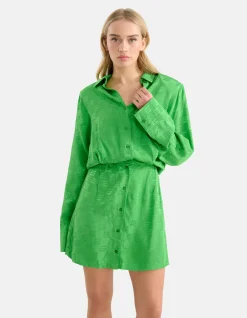 Shoeby Jacquard Jurk Groen<DAMES Jurken