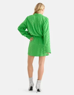 Shoeby Jacquard Jurk Groen<DAMES Jurken