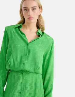 Shoeby Jacquard Jurk Groen<DAMES Jurken