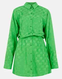Shoeby Jacquard Jurk Groen<DAMES Jurken