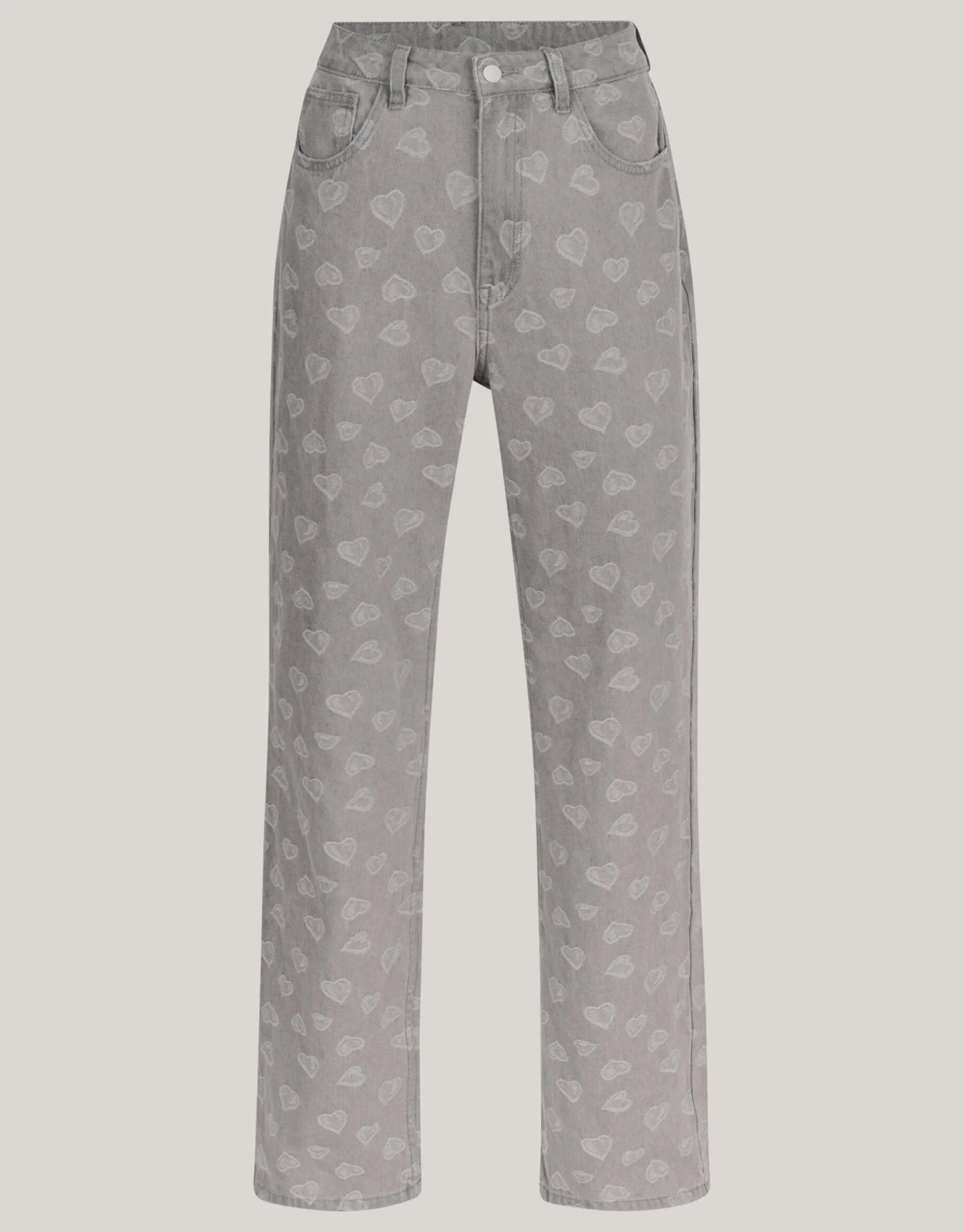 Shoeby Jacquard Straight Fit Jeans Lichtgrijs<DAMES Jeans