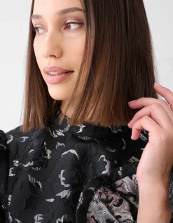Shoeby Jacquard Strik Mini Jurk Zwart<DAMES Jurken