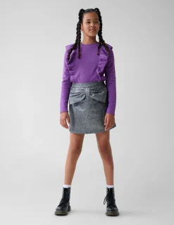 Shoeby Jacquard Strik Mini Rok Zilver< Rokken