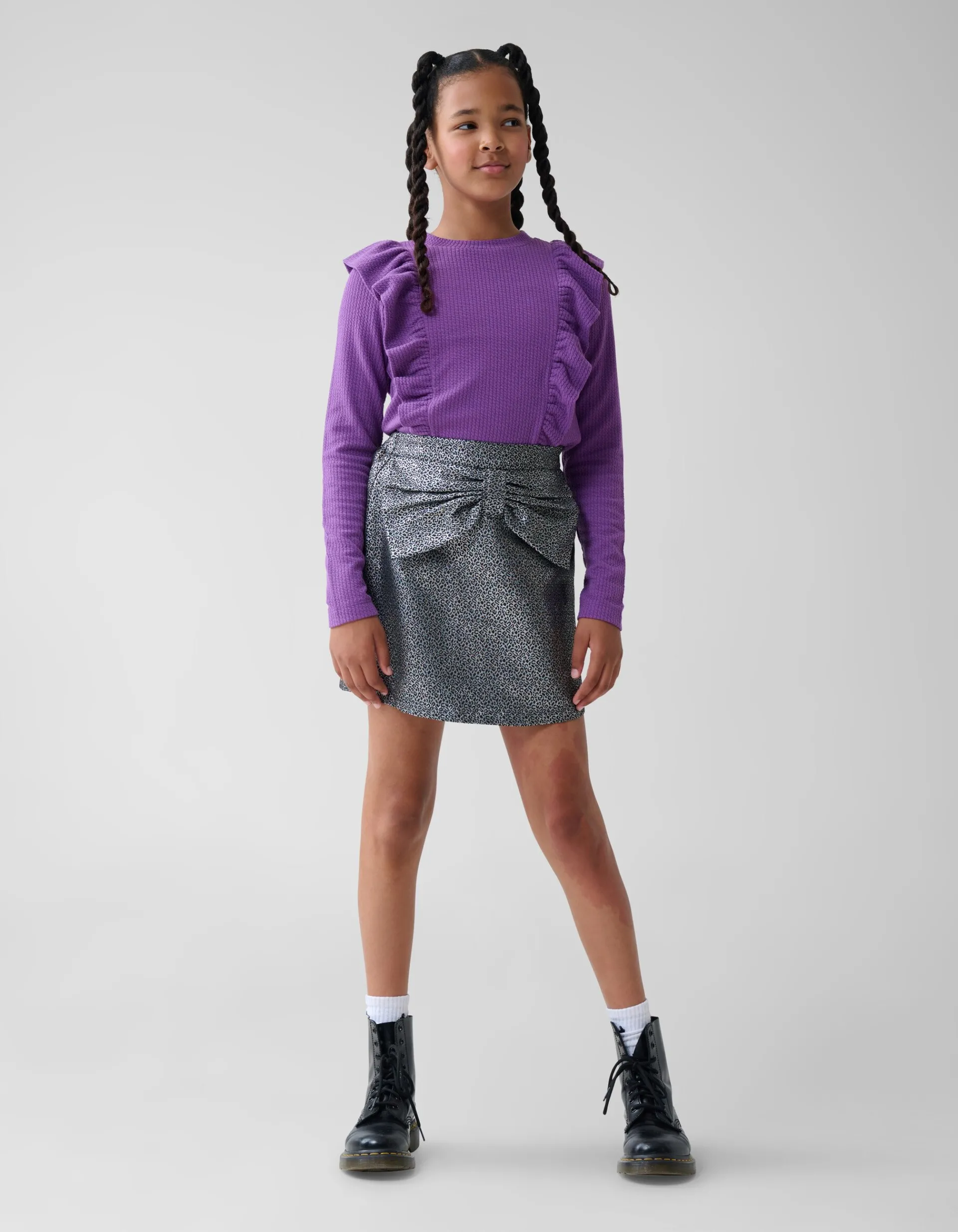 Shoeby Jacquard Strik Mini Rok Zilver< Rokken