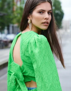 Shoeby Jacquard Top Groen<DAMES Tops