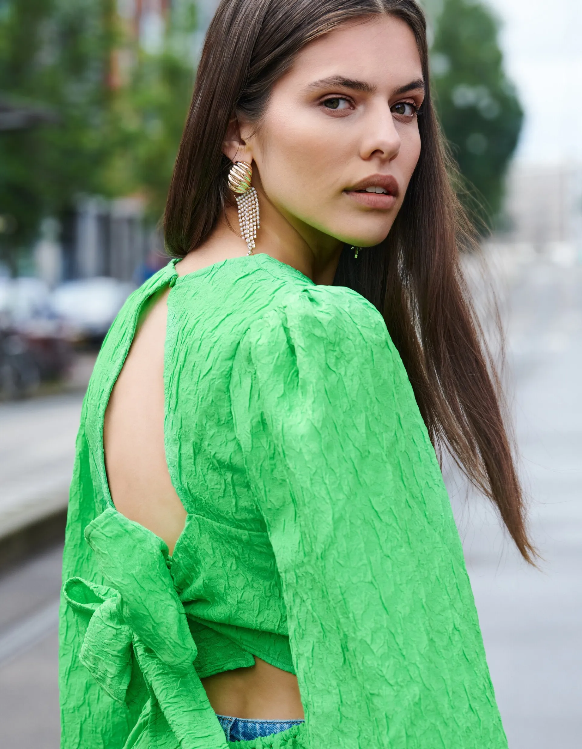 Shoeby Jacquard Top Groen<DAMES Tops
