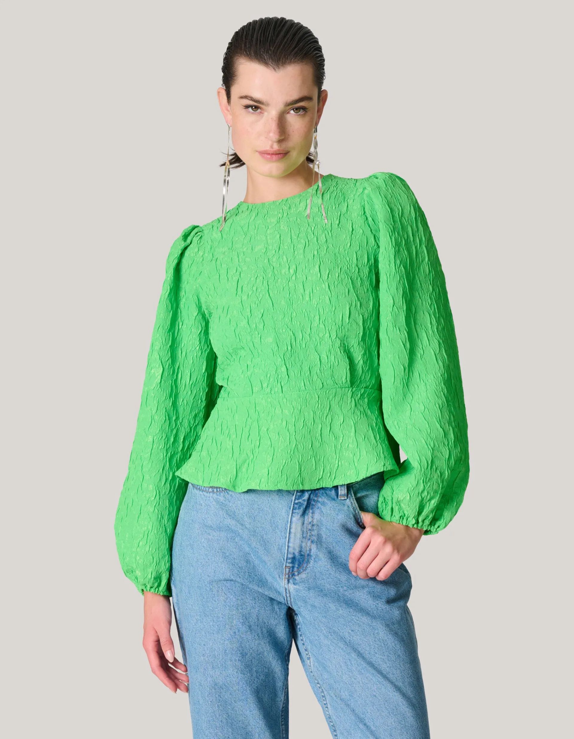 Shoeby Jacquard Top Groen<DAMES Tops