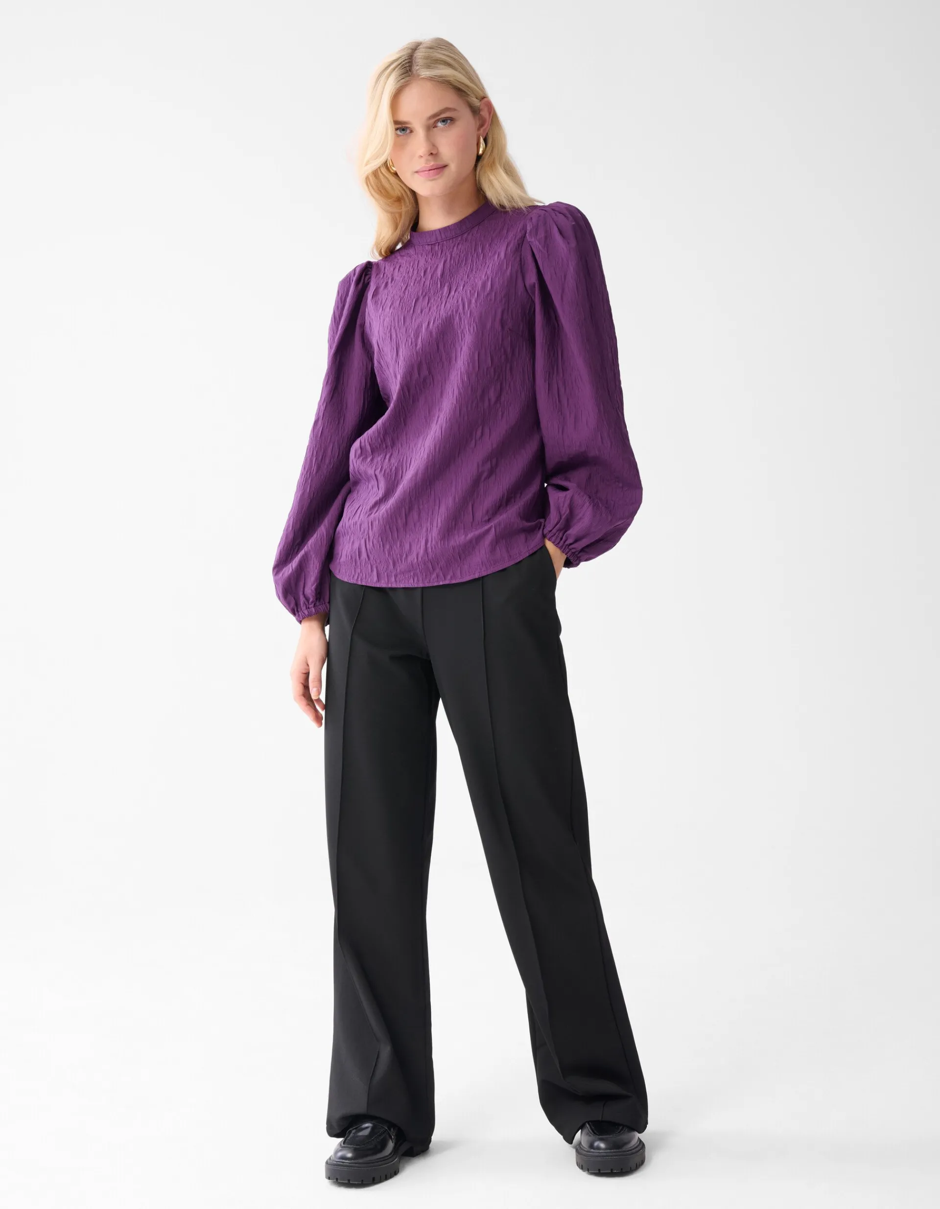 Shoeby Jacquard Top Paars<DAMES Tops