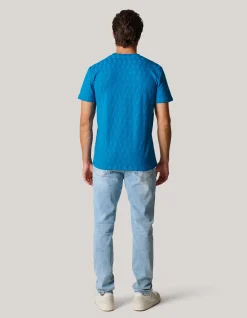 Shoeby Jacquard T-shirt Blauw<Heren T-Shirts En Polo's