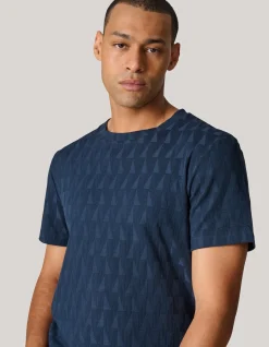 Shoeby Jacquard T-shirt Donkerblauw<Heren T-Shirts En Polo's