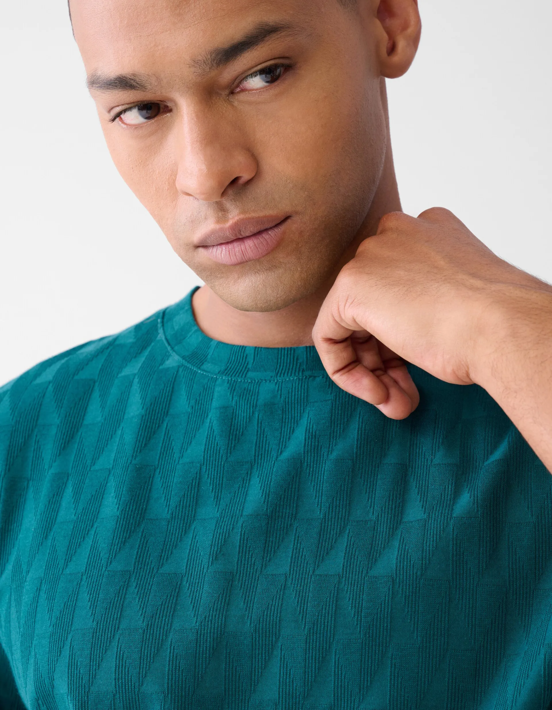 Shoeby Jacquard T-shirt Donkergroen<Heren T-Shirts En Polo's