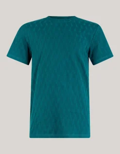 Shoeby Jacquard T-shirt Donkergroen<Heren T-Shirts En Polo's