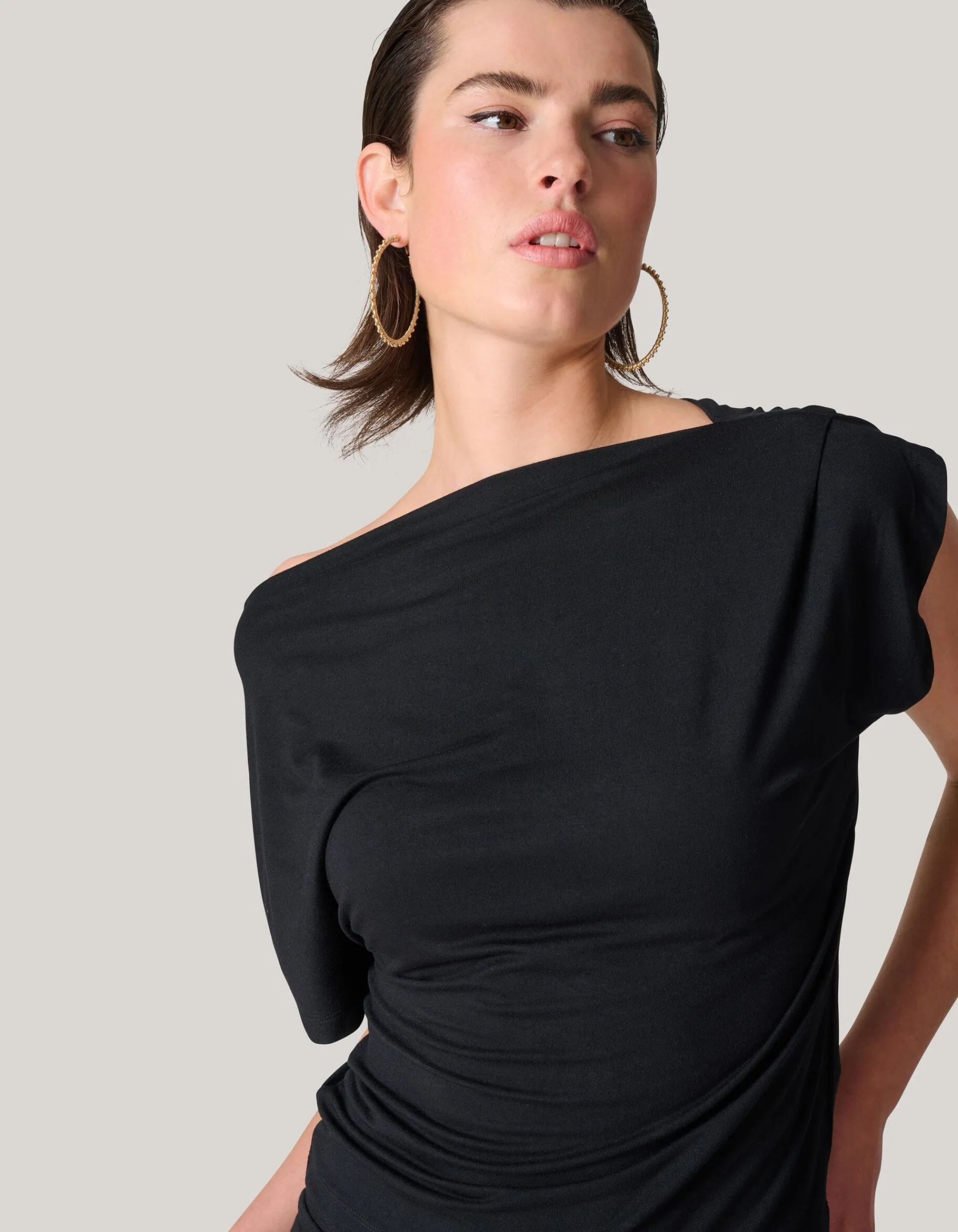 Shoeby Jersey Asymmetrische Top Zwart<DAMES Tops