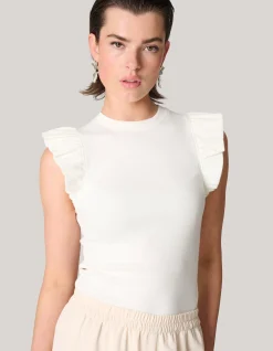 Shoeby Jersey Ruffle Top Wit<DAMES T-Shirts