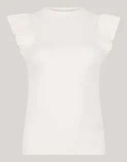 Shoeby Jersey Ruffle Top Wit<DAMES T-Shirts
