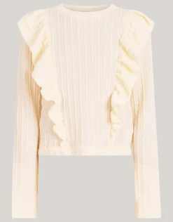 Shoeby Kabel Ruffle Top Gebroken Wit< Tops Lange Mouw