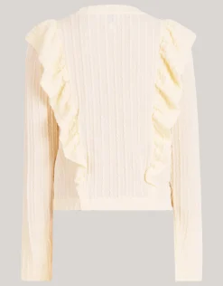 Shoeby Kabel Ruffle Top Gebroken Wit< Tops Lange Mouw