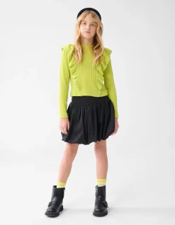 Shoeby Kabel Ruffle Top Groen< Tops Lange Mouw