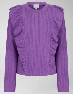 Shoeby Kabel Ruffle Top Paars< Tops Lange Mouw