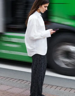Shoeby Kanten Wide Leg Broek Zwart<DAMES Broeken
