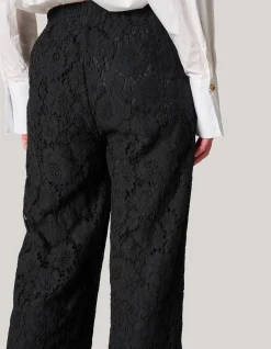 Shoeby Kanten Wide Leg Broek Zwart<DAMES Broeken