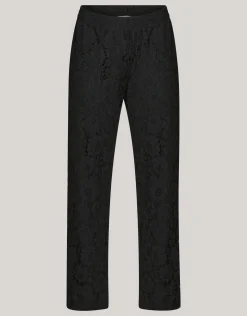 Shoeby Kanten Wide Leg Broek Zwart<DAMES Broeken