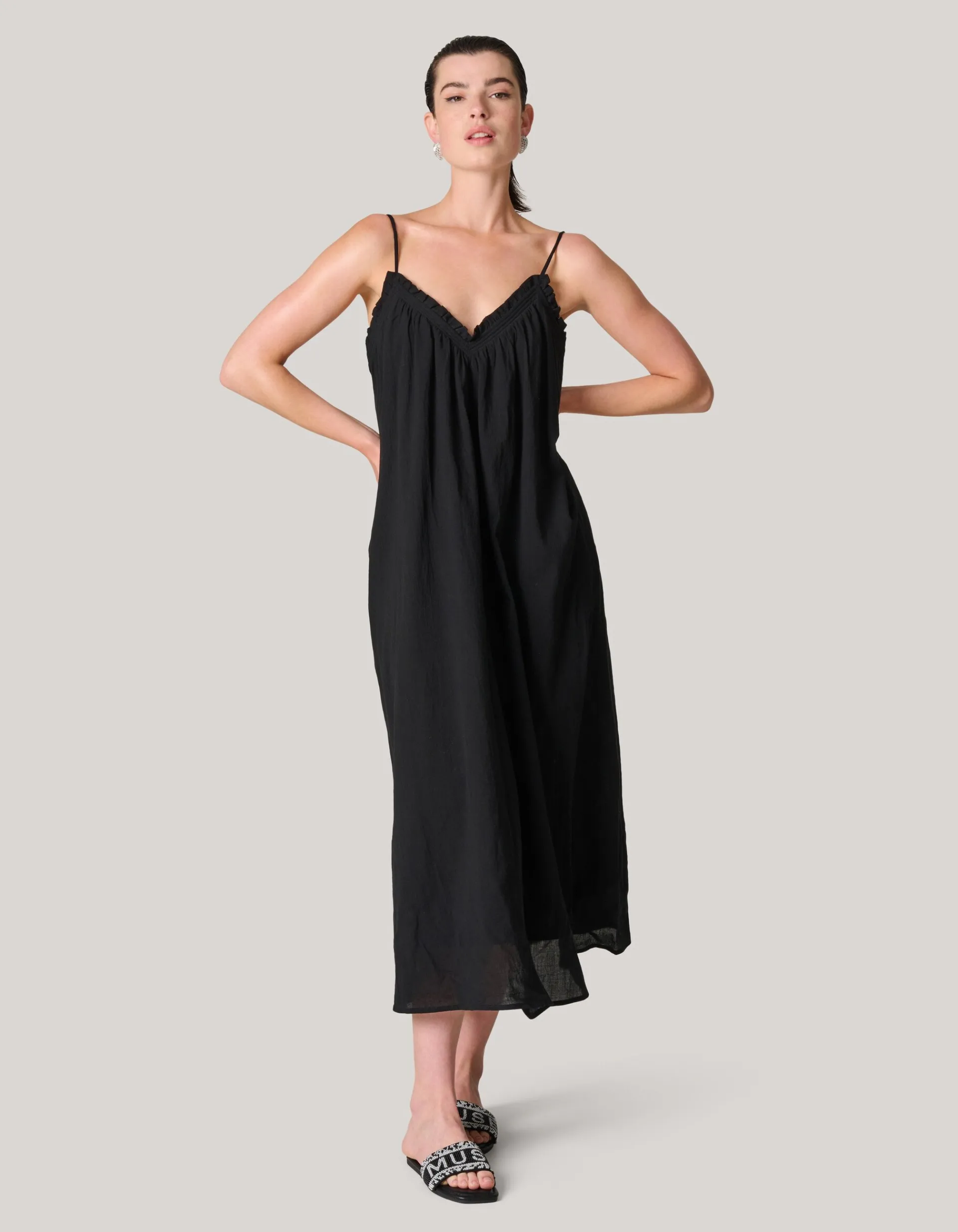 Shoeby Katoenen Maxi Jurk Zwart<DAMES Jurken