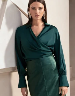 Shoeby Knot Blouse Groen By Mieke<DAMES Blouses