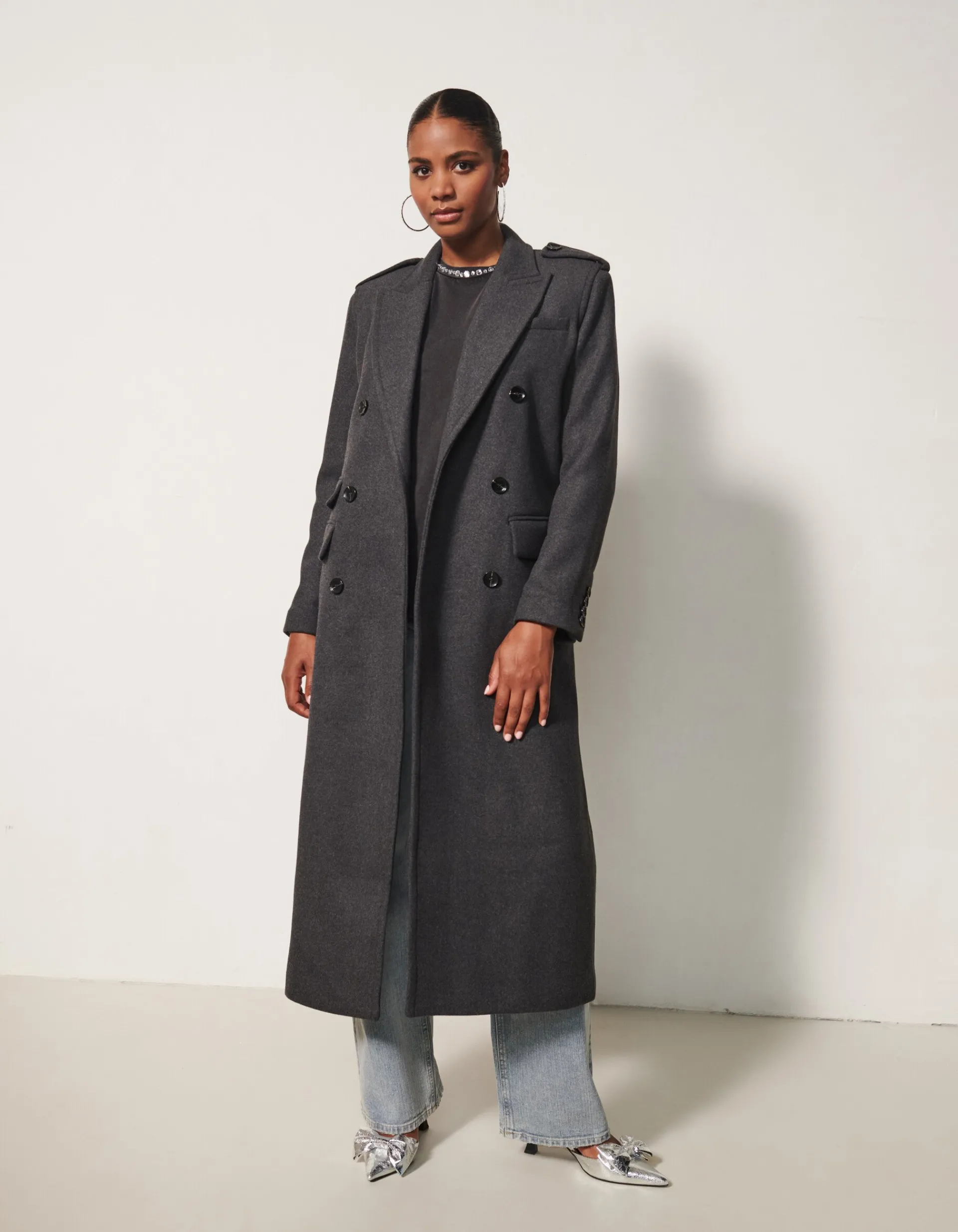 Shoeby Lange Trenchcoat Donkergrijs By Fred<DAMES Jassen