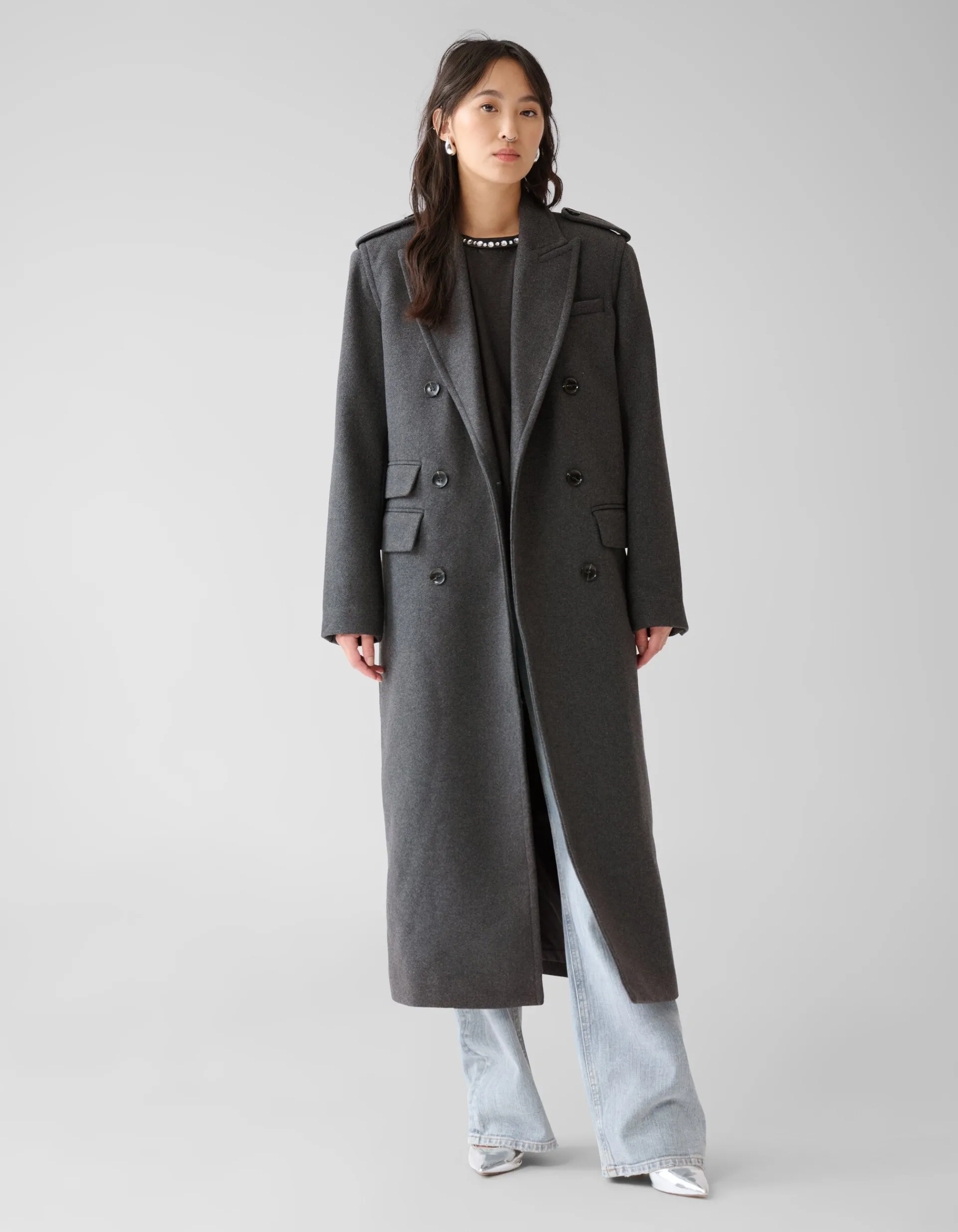 Shoeby Lange Trenchcoat Donkergrijs By Fred<DAMES Jassen