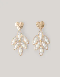 Shoeby Leaf Oorbellen Wit<DAMES Sieraden