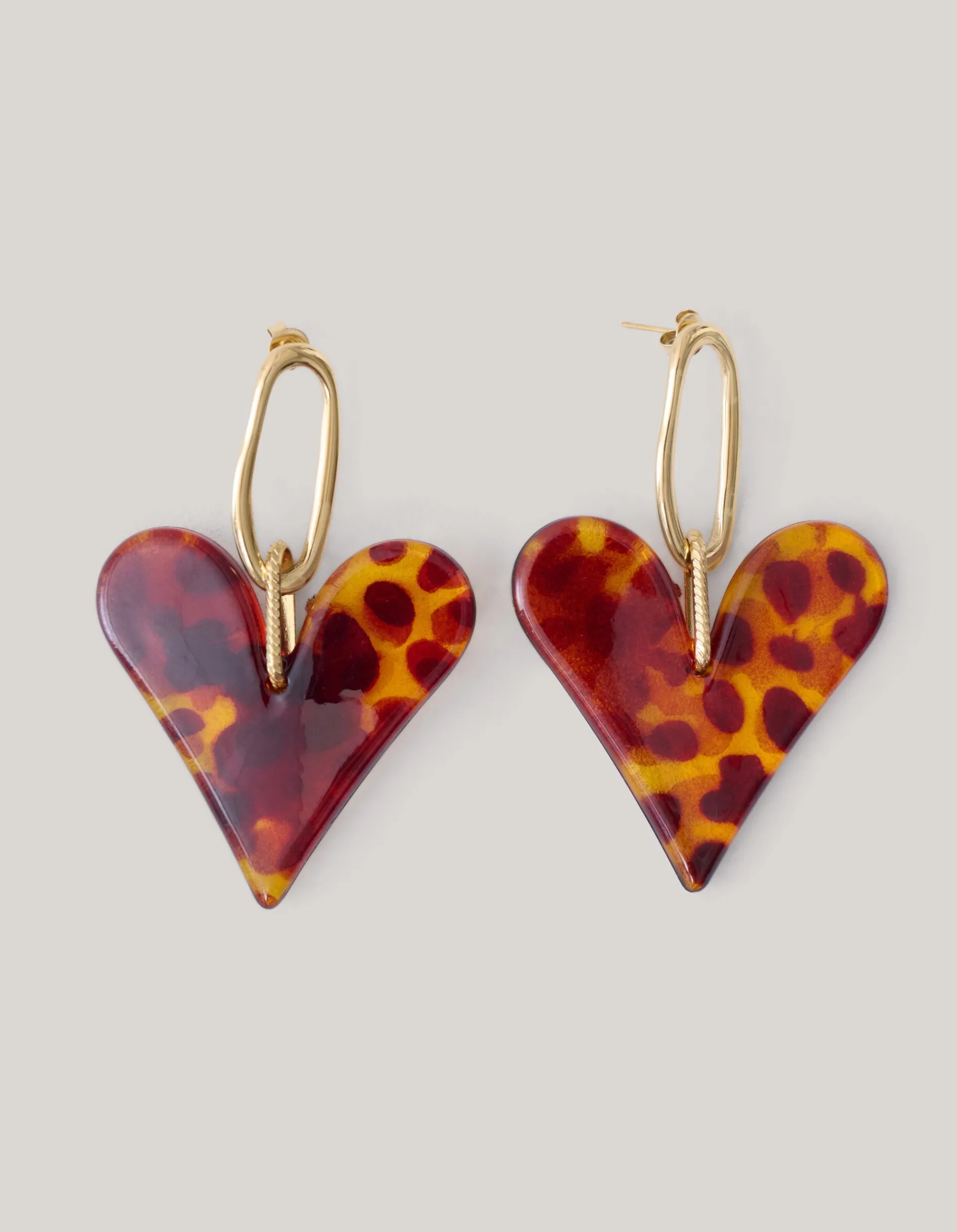 Shoeby Leopard Heart Oorbellen Goud<DAMES Sieraden