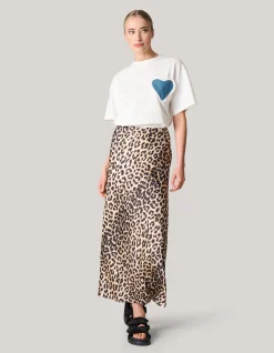 Shoeby Leopard Satijnen Midi Rok<DAMES Rokken